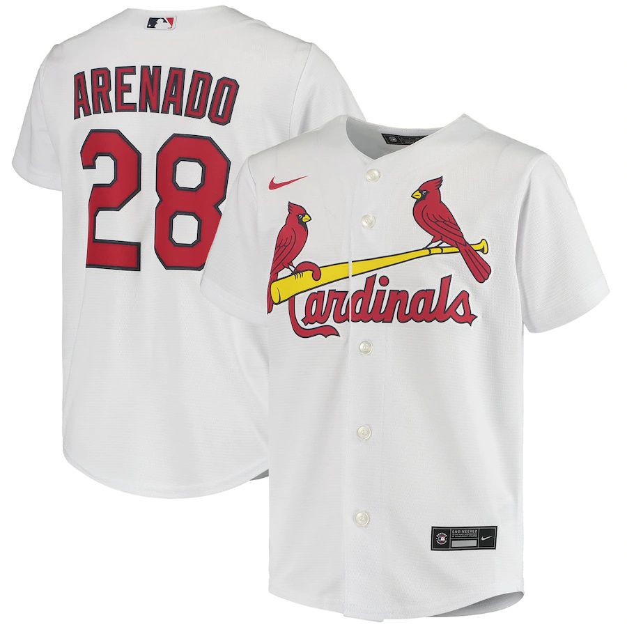 Youth St. Louis Cardinals 28 Nolan Arenado Nike White Home Replica Player MLB Jerseys